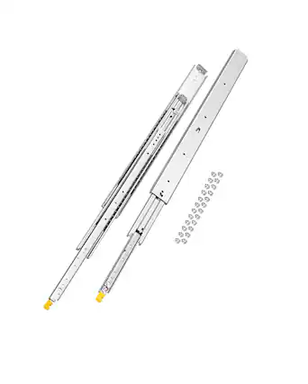 Front. VEVOR - 1 Pair Full Extension Drawer Slides 18 20 22 28 30 32 36 38 40 44 48 52 56 60 in, 500 lbs Load Capacity Locking Drawer - Silver.