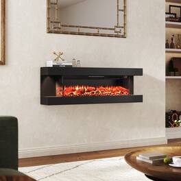 Boyel Living - 50 inch Hanging Electric Fireplace with Remote Control and LED Side Lights - Black