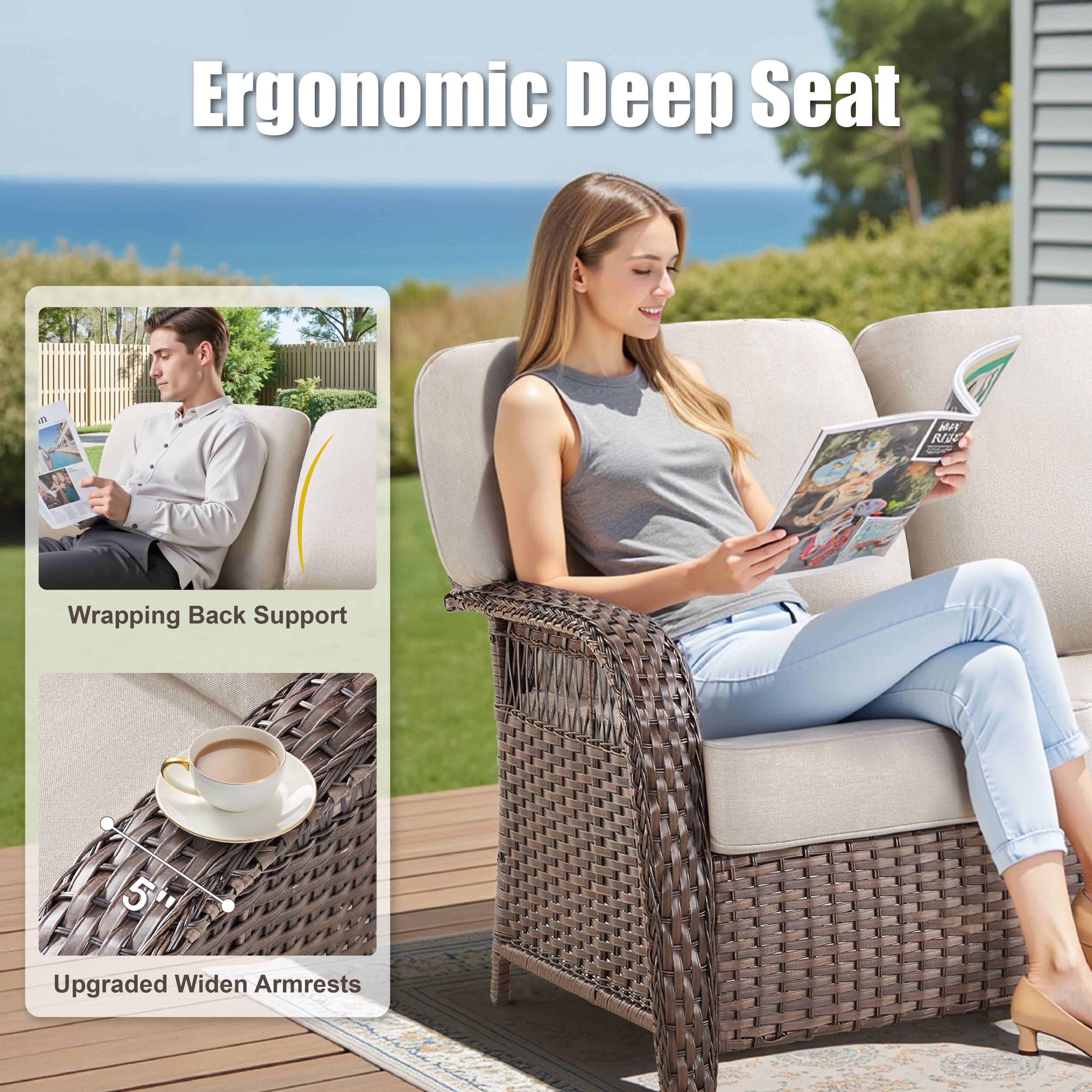 Ergonomic Deep Seat  
Wrapping Back Support  
Upgraded Widen Armrests 5"