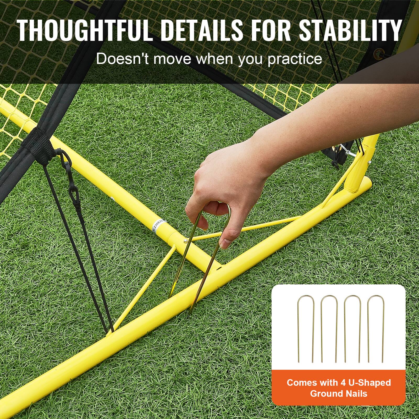 THOUGHTFUL DETAILS FOR STABILITY  
Doesn't move when you practice  

Comes with 4 U-Shaped Ground Nails