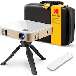 Kodak - Luma 350 Smart Projector, Portable Pico Projector with Carrying Case, Tripod & Remote - White