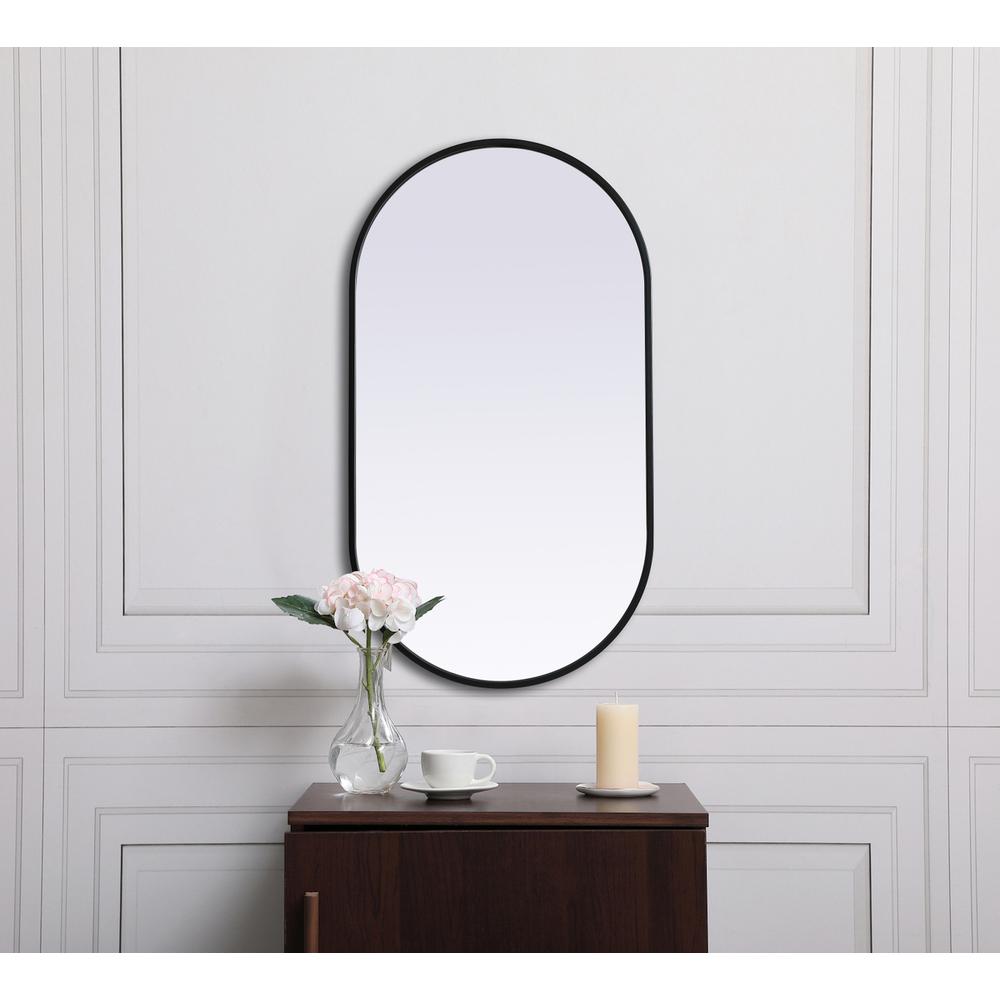 Alt View 5. Elegant Decor - Metal Frame Oval Mirror 20x36 Inch in Black - Black.