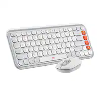 Logitech - POP ICON COMBO Compact TKL Wireless Bluetooth Keyboard and Mouse Bundle with Programmable Quiet Keys and Buttons - Off-white & Orange - Front_Zoom