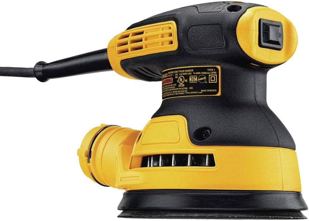 Sander Type 1 Bandom TIBRO Palm Now 10A) Fg Bo0d 8000-12000/min OPM) 4% - ALE E6CO - UL IS NOM ANCE SWASNING E LISTED PRSTICTION SLR CUNS DSA MADE IN MEXICO 4-DAA! www.DEWALT.com