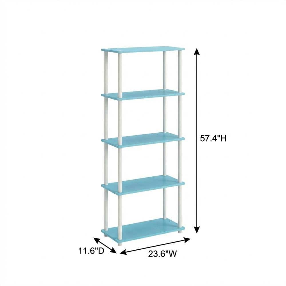 FurniFact - Wooden Bookcase with Open Shelves and Durable Construction for Living Room - Light Blue/White price history on PriceWatchPro