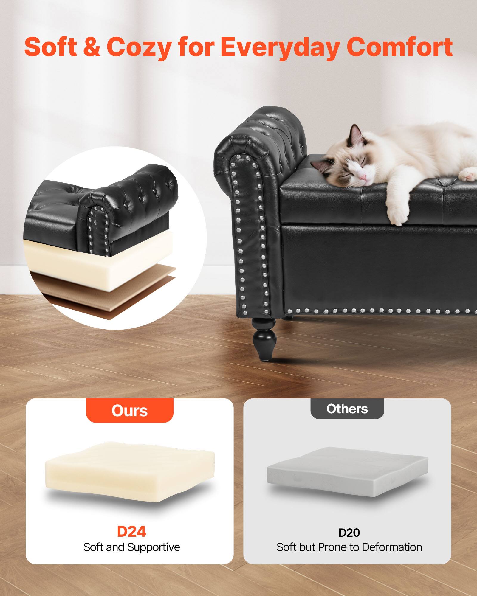 Soft & Cozy for Everyday Comfort

Ours
D24
Soft and Supportive

Others
D20
Soft but Prone to Deformation