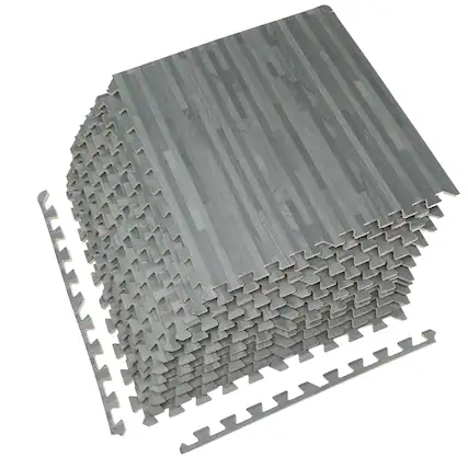 Front. Sorbus - Sorbus 3/8-Inch Thick 96 Sq. Ft. Wood Grain Floor Foam EVA Interlocking Mats Tiles w/ Borders for Home, Trade Show - Gray.