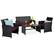 Front. Best Choice Products - Best Choice Products 4-Piece Outdoor Wicker Patio Conversation Furniture Set w/ Table, Cushions - Black/Deep Burgundy - Black/Deep Burgundy.