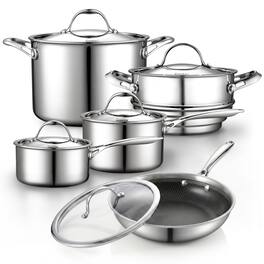 Cooks Standard - 10Piece Multi Ply Clad Pots and Pans Set - Stainless Steel