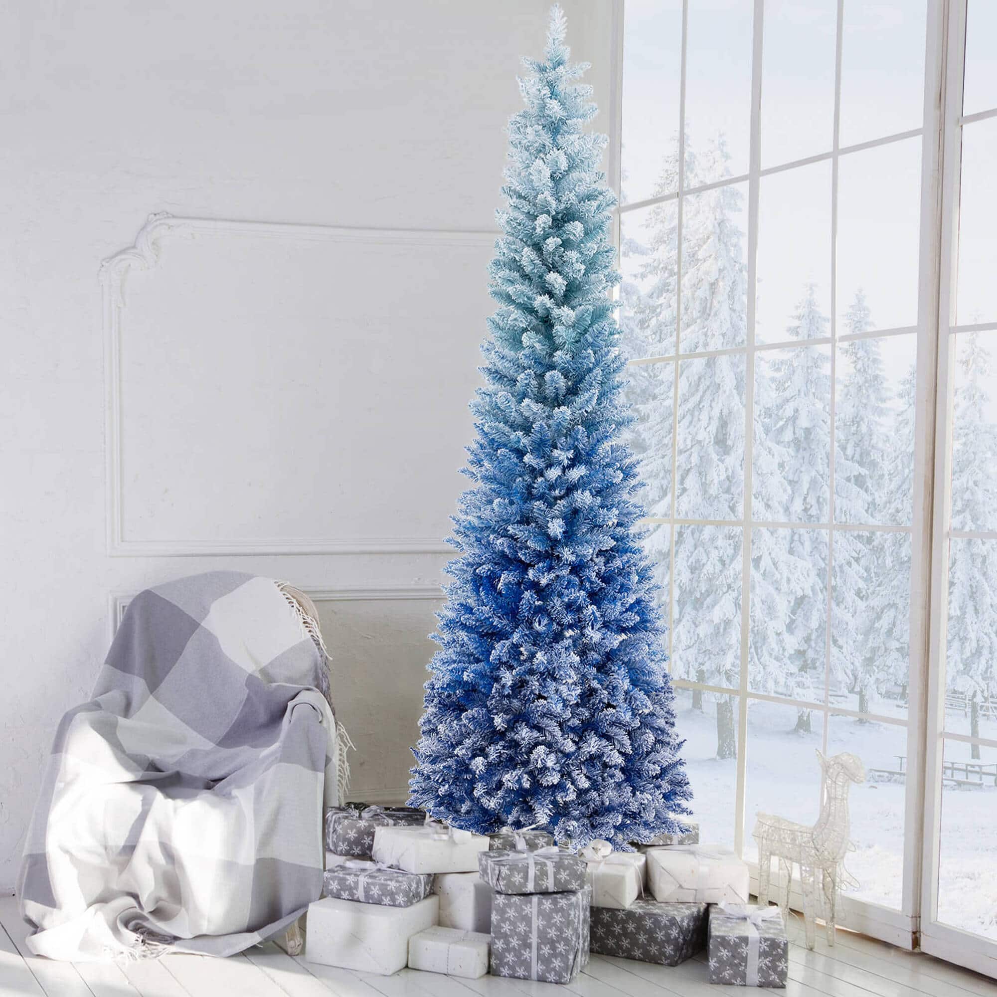 Costway 7 FT Snow Flocked Artificial Christmas Tree with 725 Lush