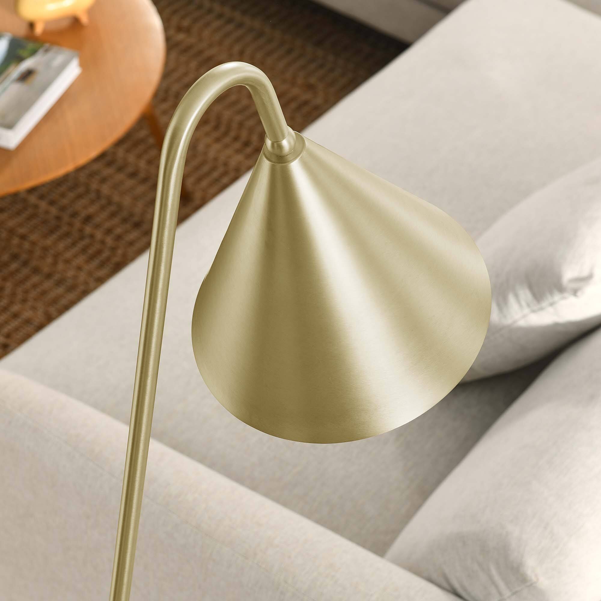Alt View 1. Modway - Ayla Marble Base Floor Lamp by Modway - Satin Brass.