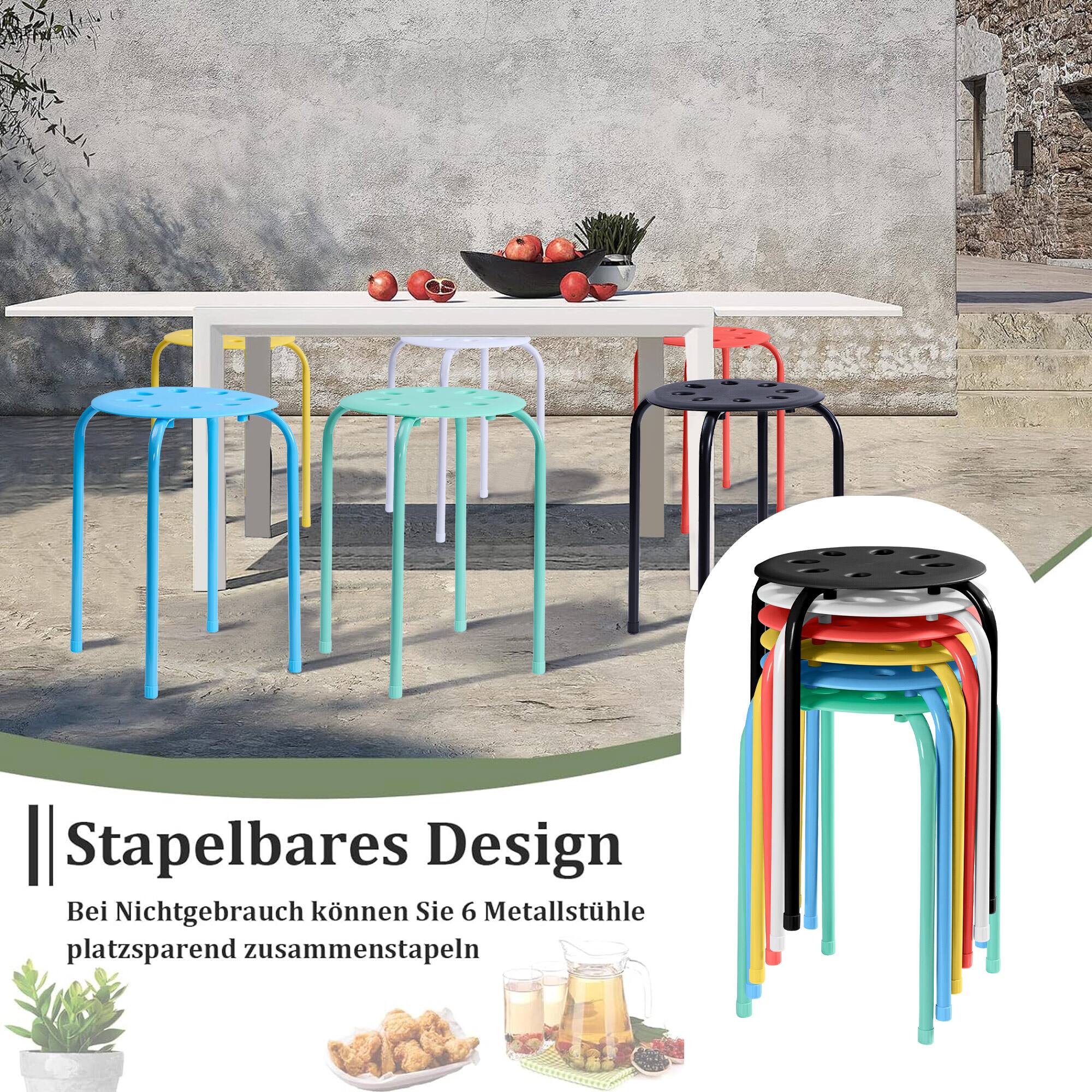 Stapelbares Design
Bei Nichtgebrauch können Sie 6 Metallstühle platzsparend zusammenstapeln
