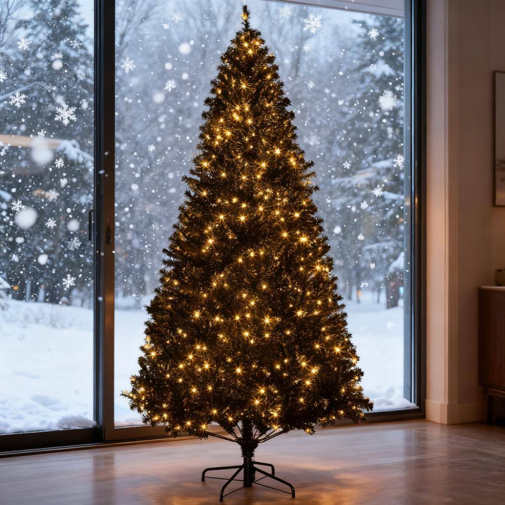 Front. APRILSOUL - 7.5 FT Tall PreLit Artificial Christmas Tree - Black.