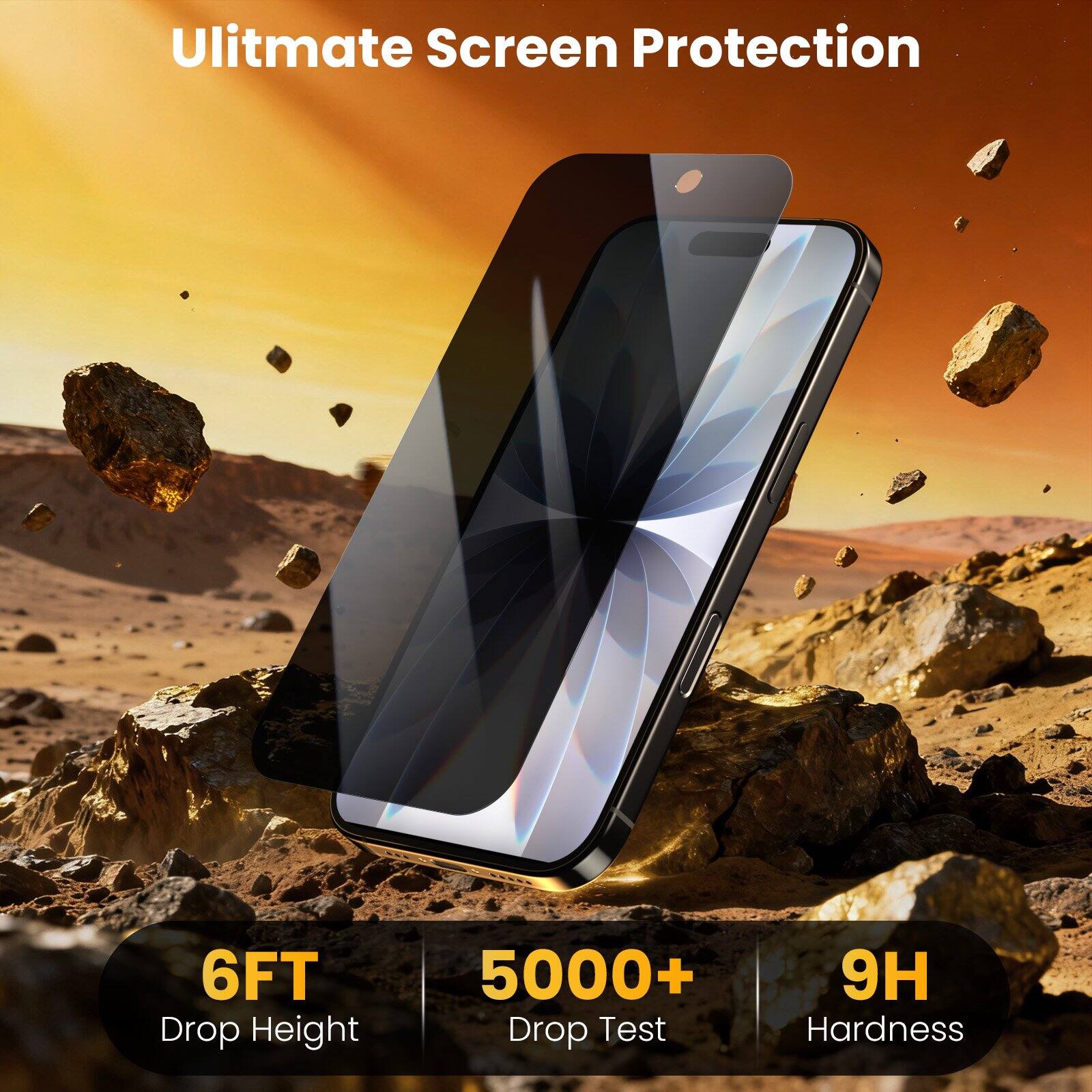 Ultimate Screen Protection

6FT Drop Height  
5000+ Drop Test  
9H Hardness