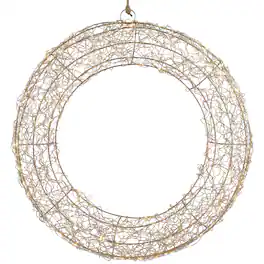 Northlight - 18" LED Lighted Wire Wreath Outdoor Christmas Decoration - Gold