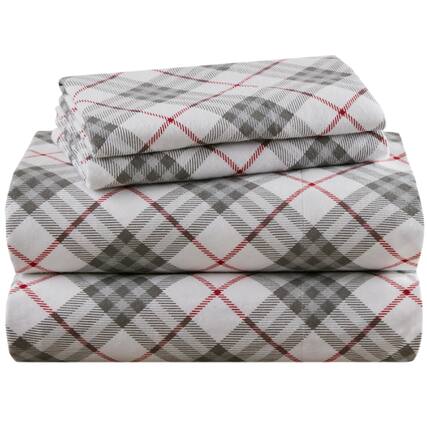 Front. Skar Audio - Flannel Sheets Queen Size- 4 Pieces Ultra Soft Warm Sheet Set Cozy Cotton Bedsheets Novelty Printed Bedding... - Red Plaid Queen.