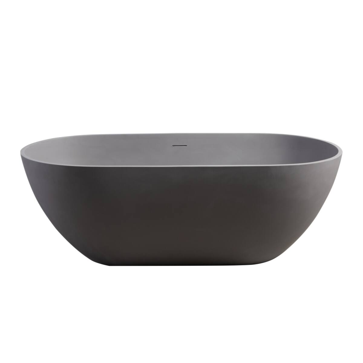 Alt View 6. Loheer - Loheer 63 in Solid Surface Freestanding Soaking Bathtub with Overflow and Pop Up Drain Matte Gray - Matte Gray.