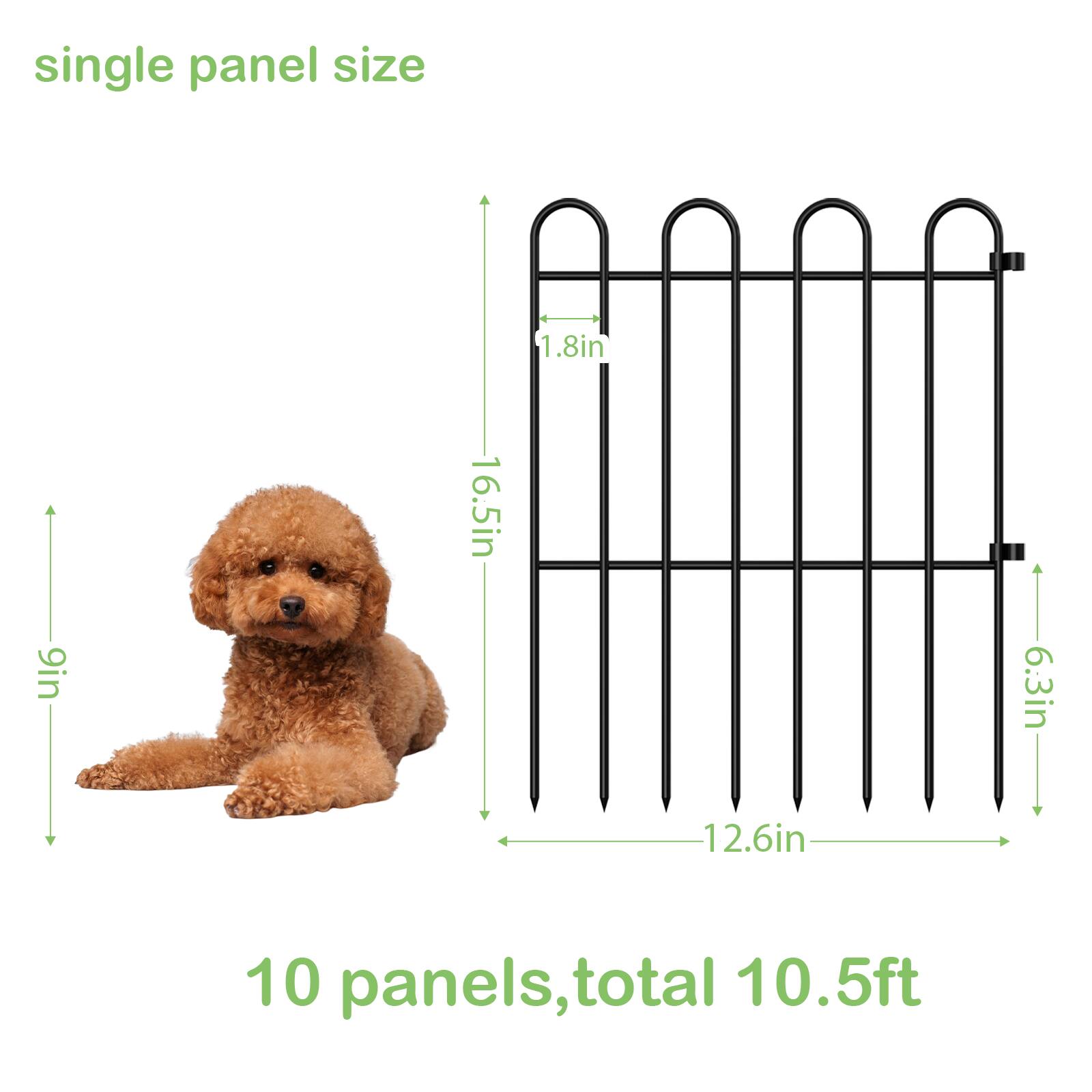 single panel size 1.8in x 9in x 16.5in x 6.3in x 12.6in, 10 panels, total 10.5ft