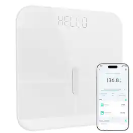 FINEAK - Digital Bathroom Scale for Body Weight,BMI, Body Fat, Muscle Mass - White