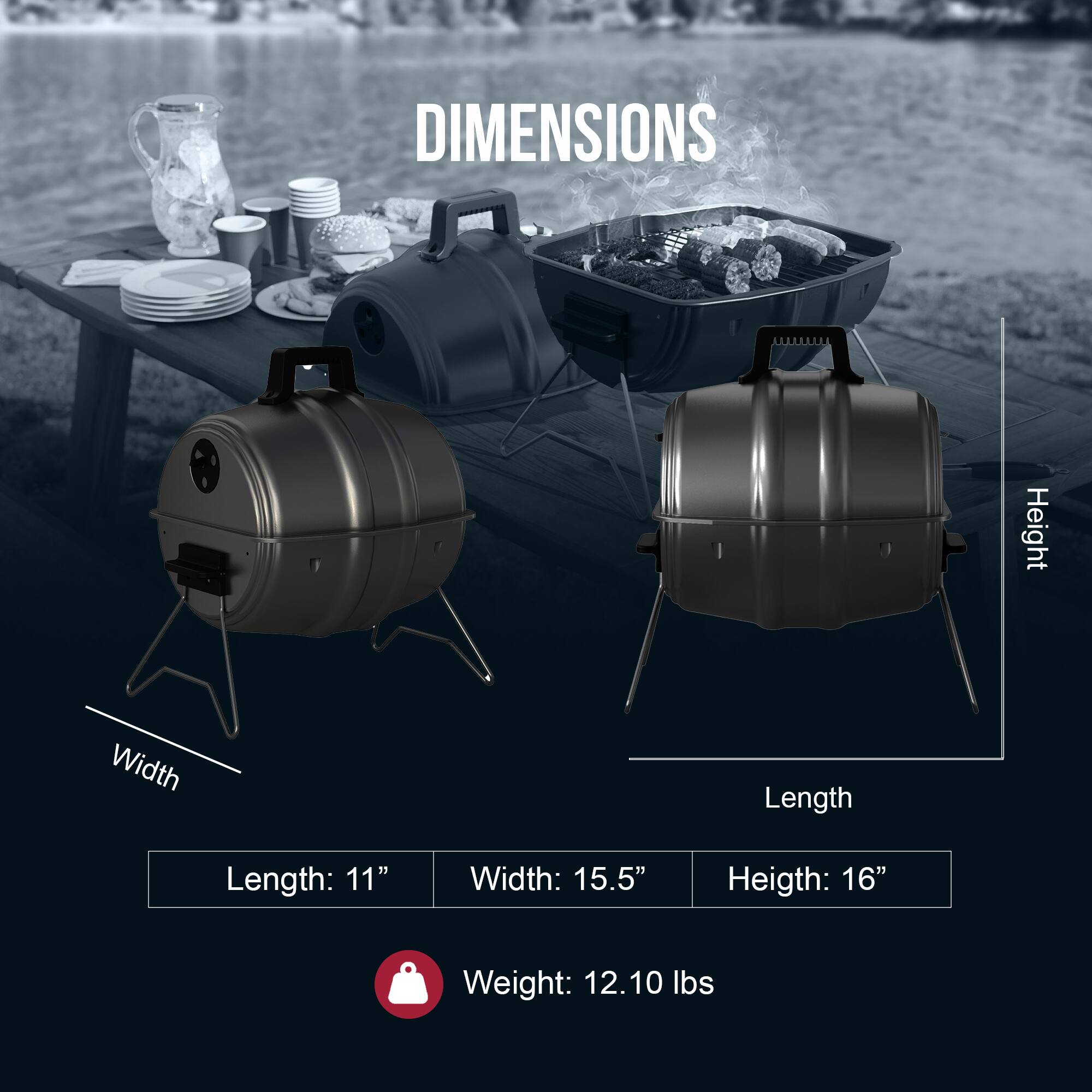 DIMENSIONS  
Height: 16"  
Width: 15.5"  
Length: 11"  
Weight: 12.10 lbs