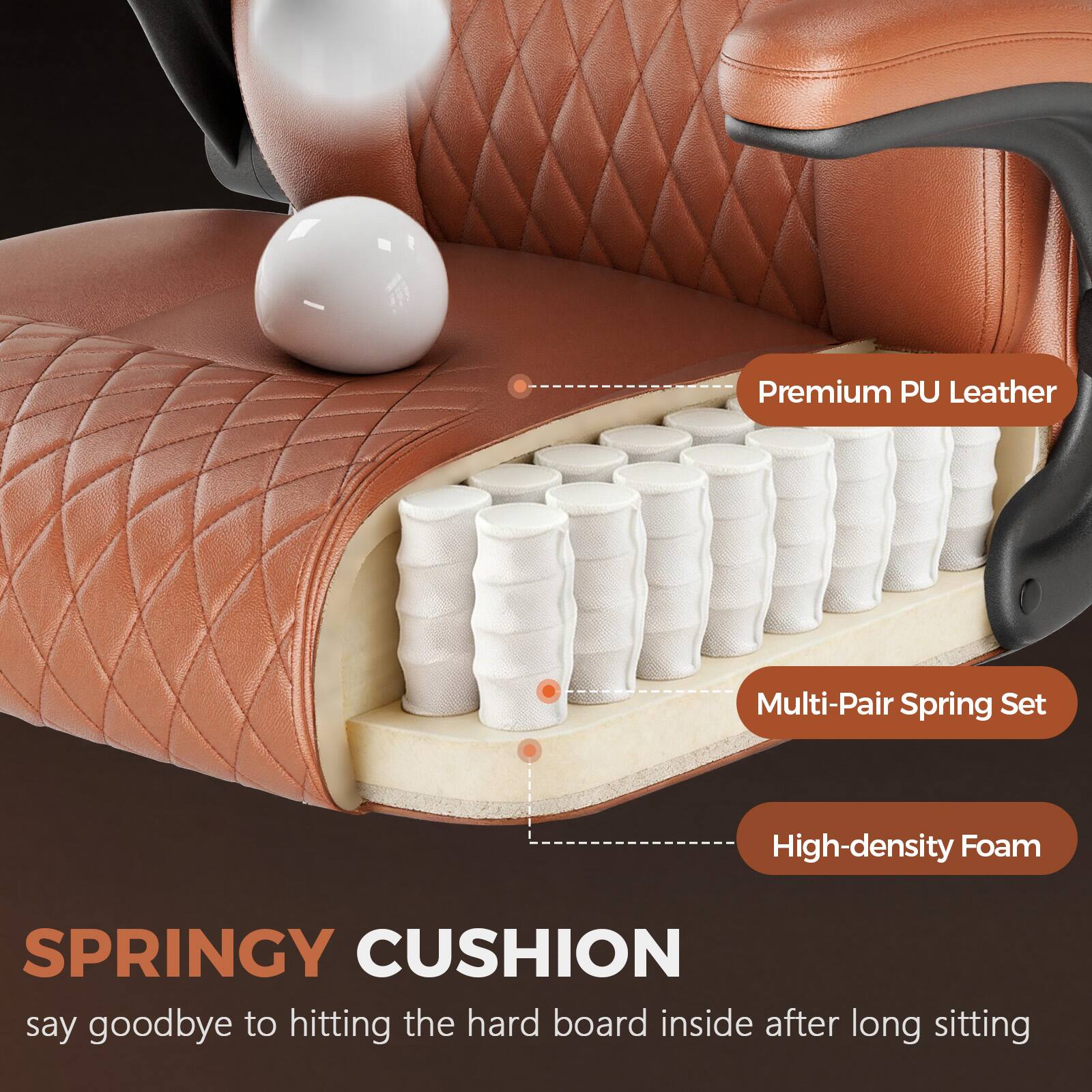Premium PU Leather Multi-Pair Spring Set High-density Foam SPRINGY CUSHION say goodbye to hitting the hard board inside after long sitting