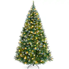 Best Choice Products - 6 Pre-Lit Christmas Tree Frosted Premium Artificial Pine 250 White Lights - Frosted Green - Green Frosted