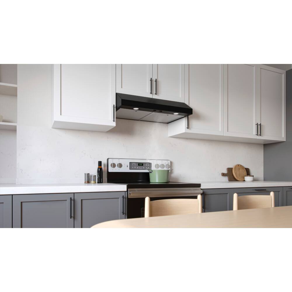 Alt View 12. Broan - Glacier 42-Inch 350 MAX Blower CFM 1.5 Sones Range Hood - Black.