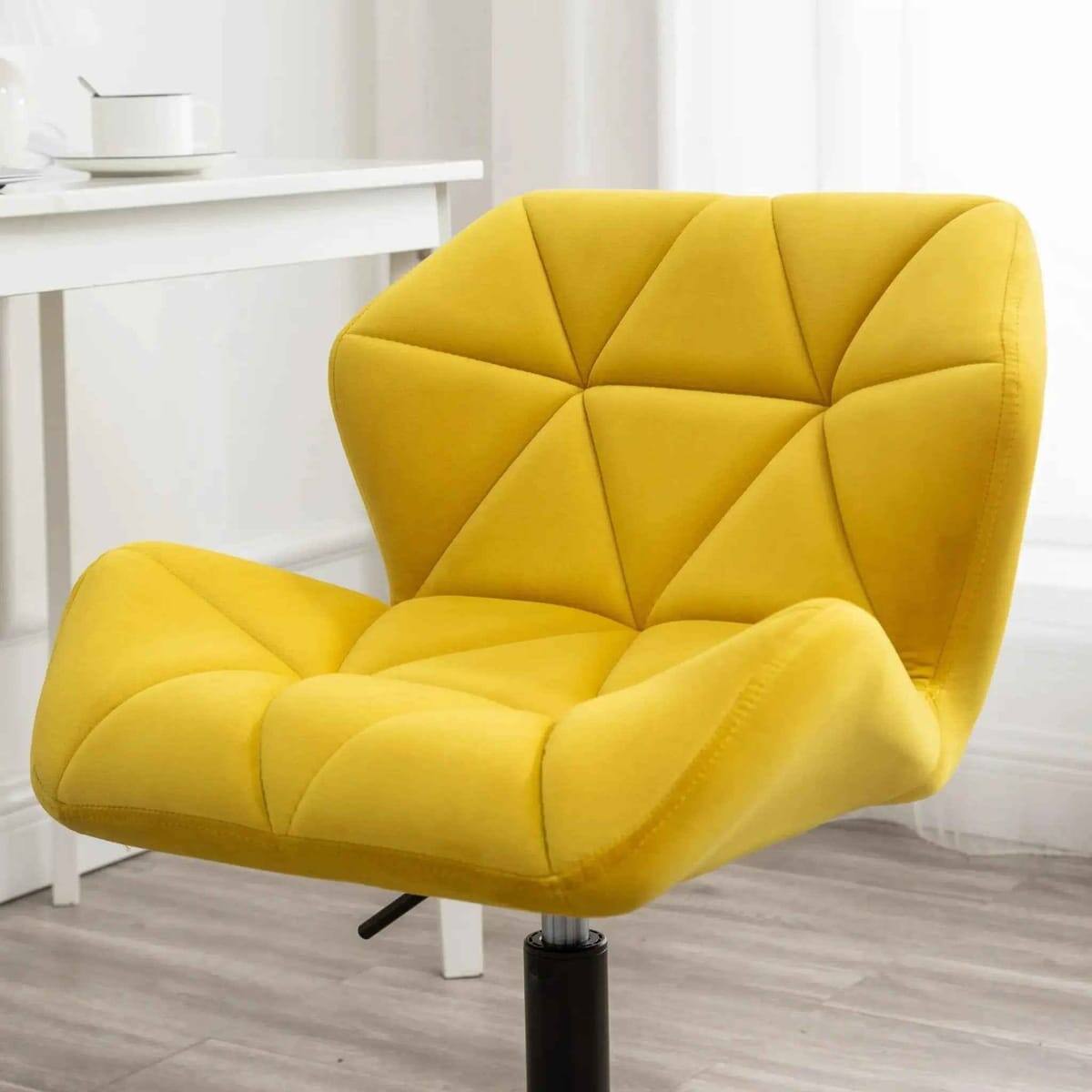 Alt View 3. Eldon - Diamond Tufted Adjustable Swivel Office Chair Velvet Luxe For - Yellow.