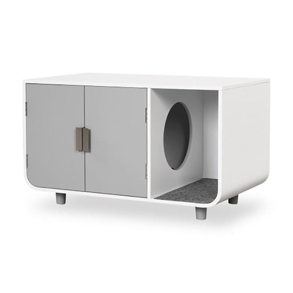 Front. Pefilos - Cat Litter Box Enclosure Furniture with Removable Mat, Cat Litter Box Enclosure , Hidden Cat Washroom Furniture - Gray.