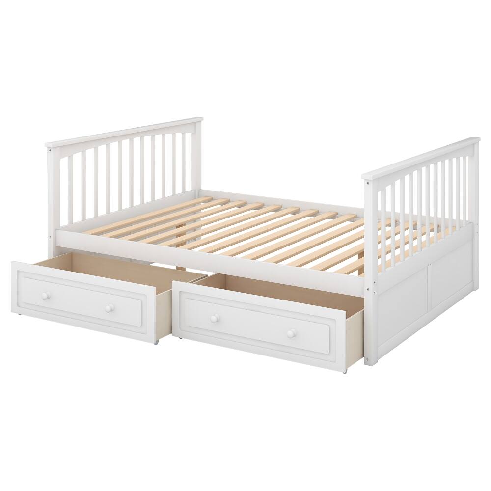 Alt View 9. Loheer - Loheer Full Over Full Bunk Bed with Drawers White Convertible Solid Wood - White.