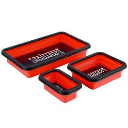 Stalwart - Multi-Size Collapsible Magnetic Parts Tray Set, Red/Black, 3-Pack