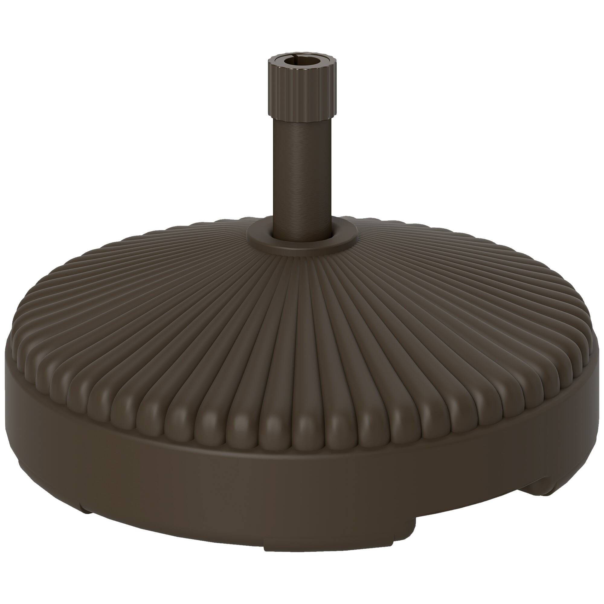 Front. Outsunny - Round Patio Umbrella Base Holder, Heavy Duty Outdoor Umbrella Stand Base, Filled Up to 62lbs with Stand or 51lbs - Brown.