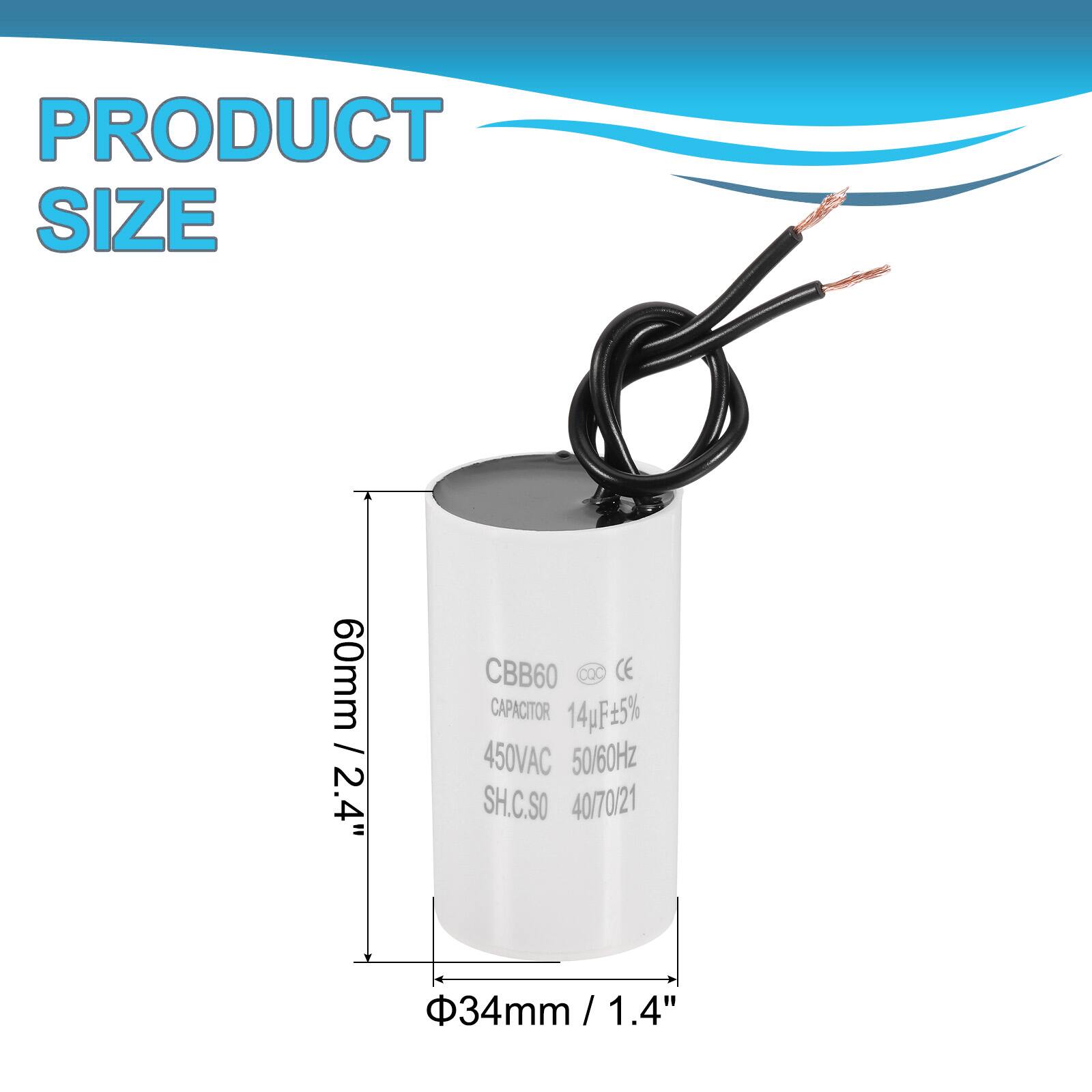 PRODUCT SIZE  
60mm / 2.4"  
CBB60 COC CE CAPACITOR  
14pF 5%  
450VAC 50/60Hz  
SH.C.SO 40/70/21  
34mm / 1.4" / 1.4"
