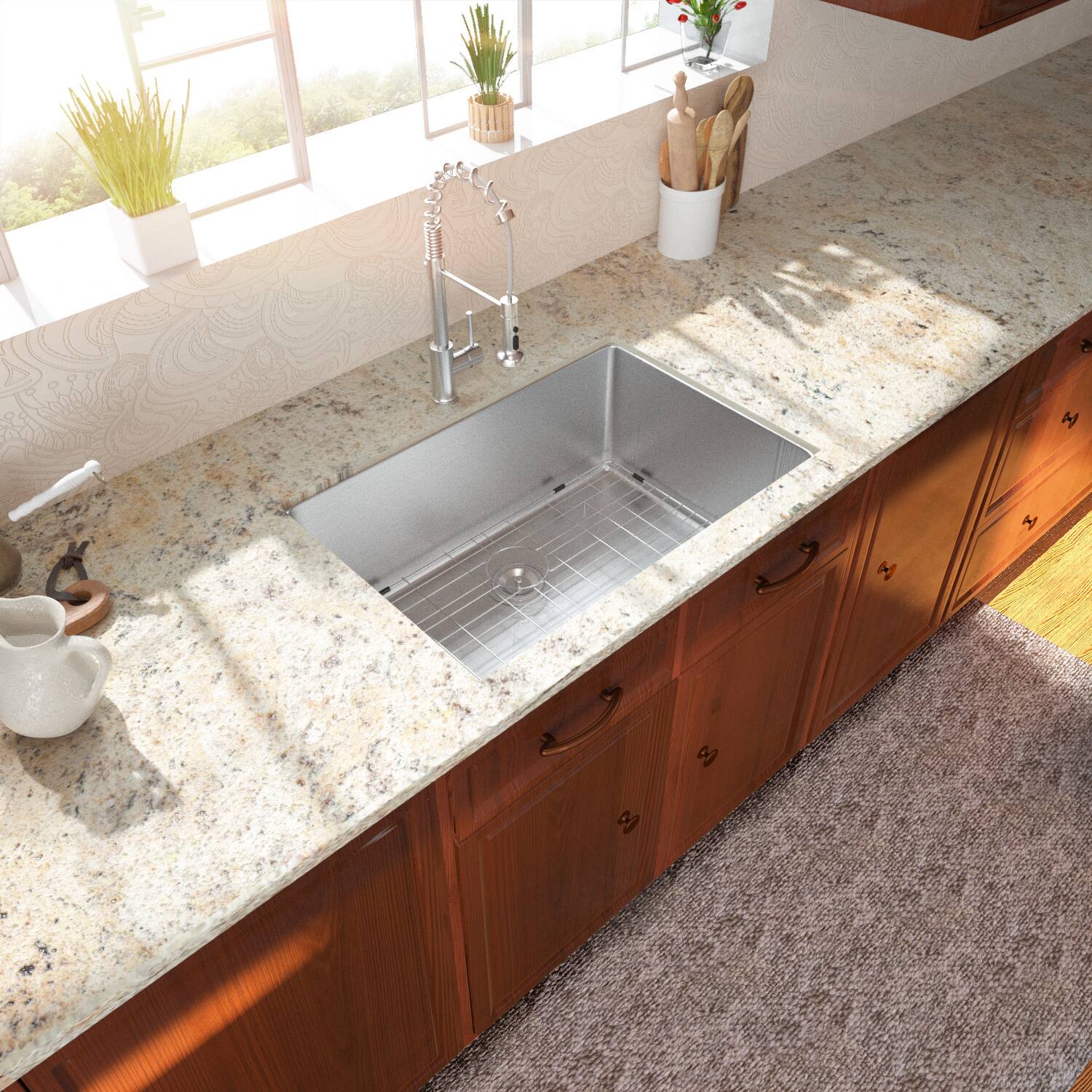 Alt View 2. Lordear - 23x18 Inch Undermount kitchen Sink Under Mount 16 Gauge T304 Stainless Steel Single Bowl sink - Stainless steel.