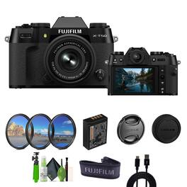 Fujifilm - X-T50 Mirrorless Digital Camera XC15-45mmF3.5-5.6 OIS PZ - Bundle - Black