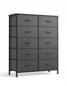AOITUN - Tall 10-Drawer Fabric Dresser, Vertical Storage Tower with Metal Frame, Closet Organizer for Bedroom - Gray