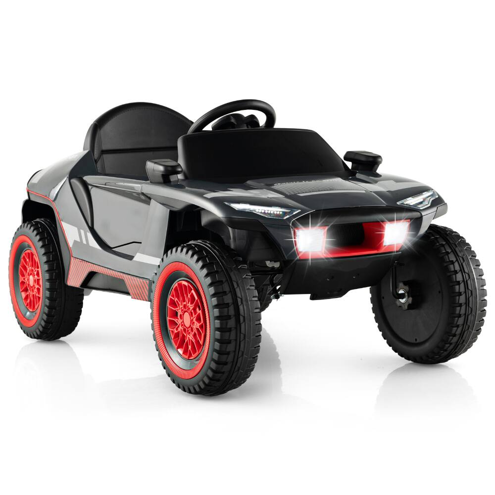 Front. SlickBlue - E-Tron Battery-Powered Ride-On Car for Kids - Grey.
