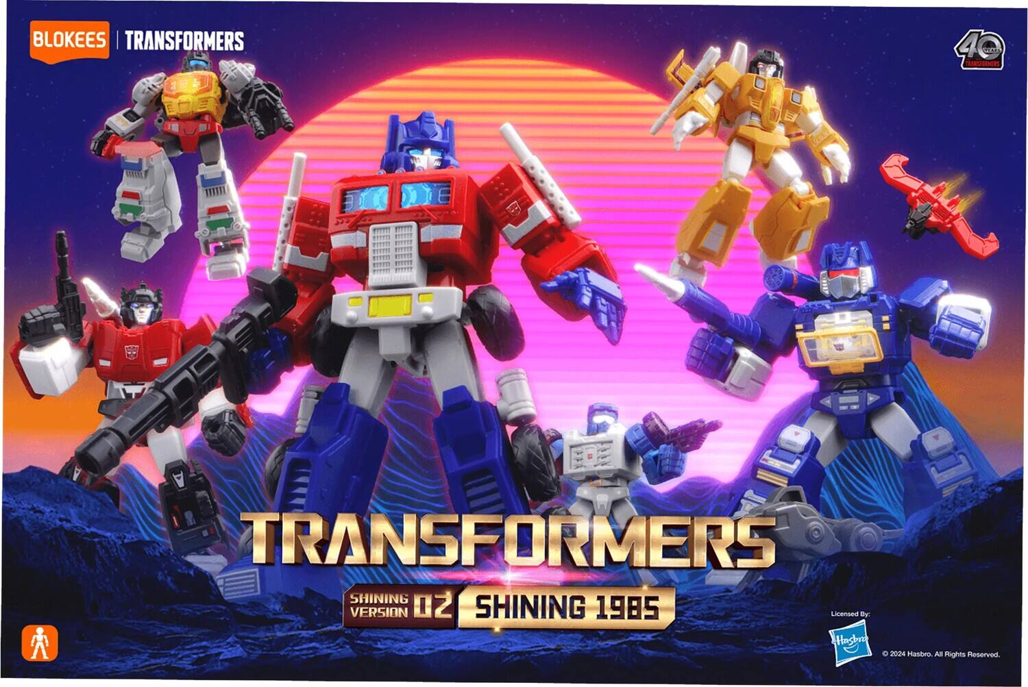 BLOKEES | TRANSFORMERS  
40 YEARS TRANSFORMERS SHINING VERSION 02 SHINING 1985  
Licensed By: Hasbro  
© 2024 Hasbro. All Rights Reserved.