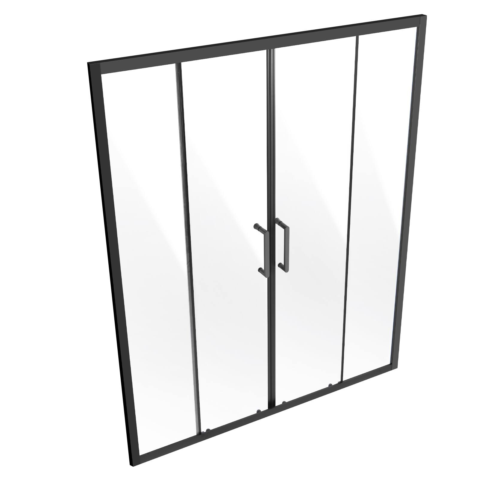 Alt View 5. VEVOR - Semi-frameless Shower Door, 57.8-59 W x 70 H in, Double Sliding Glass Door with 1/4 in(6mm) Clear Tempered Glass - Black.