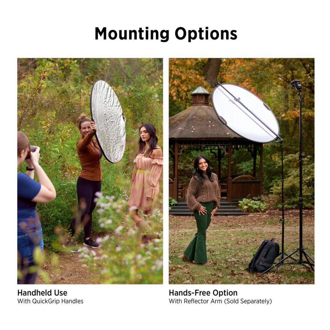 Mounting Options

Handheld Use  
With QuickGrip Handles

Hands-Free Option  
With Reflector Arm (Sold Separately)