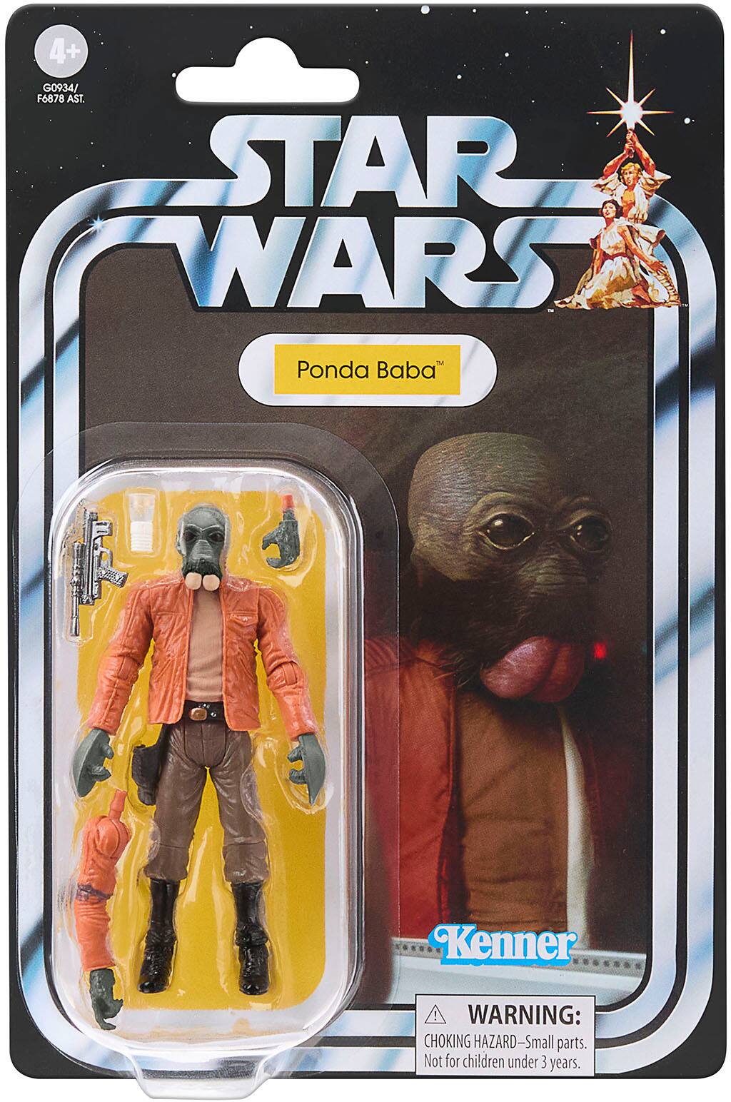 The text on the image reads: "Star Wars Ponda Baba Kenner Warning: Choking Hazard-Small parts. Not for children under 3 years."