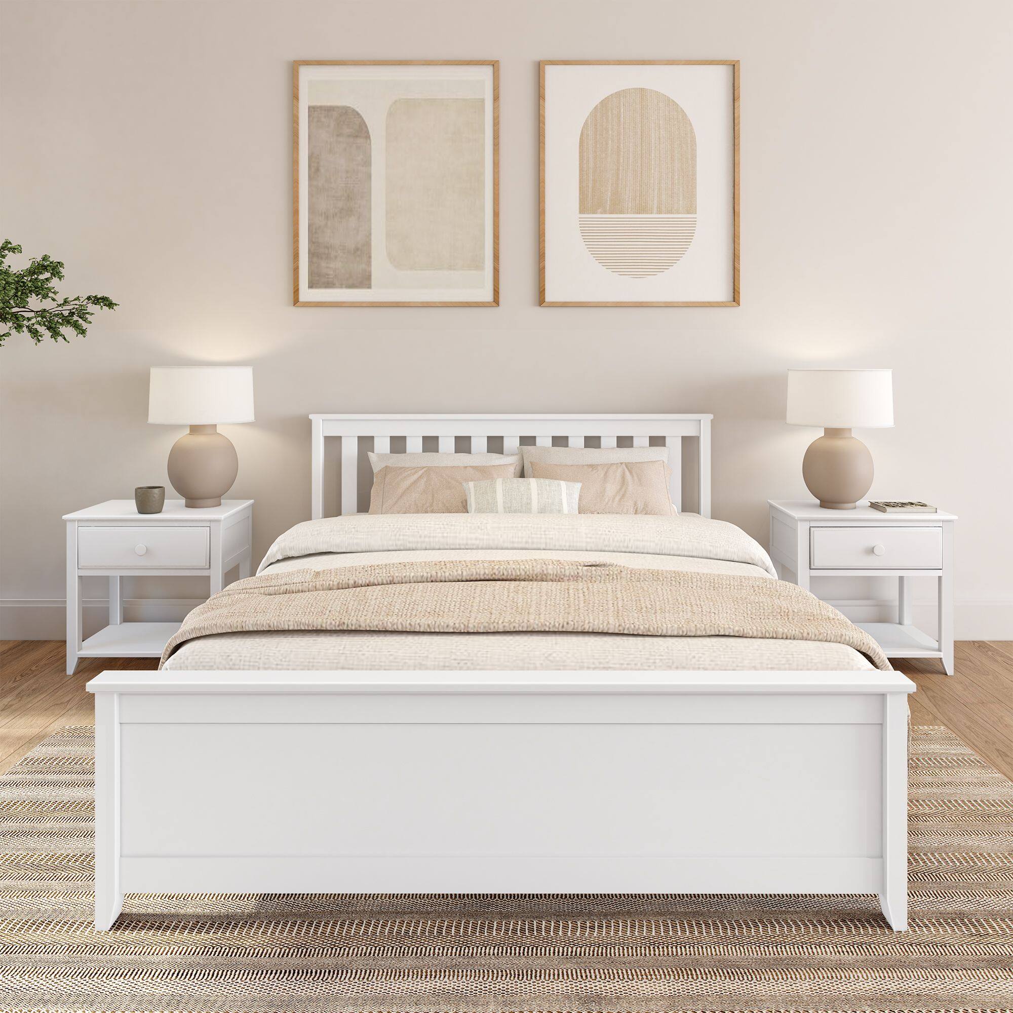 Alt View 1. Plank+Beam - Classic Queen Bed, White - White.