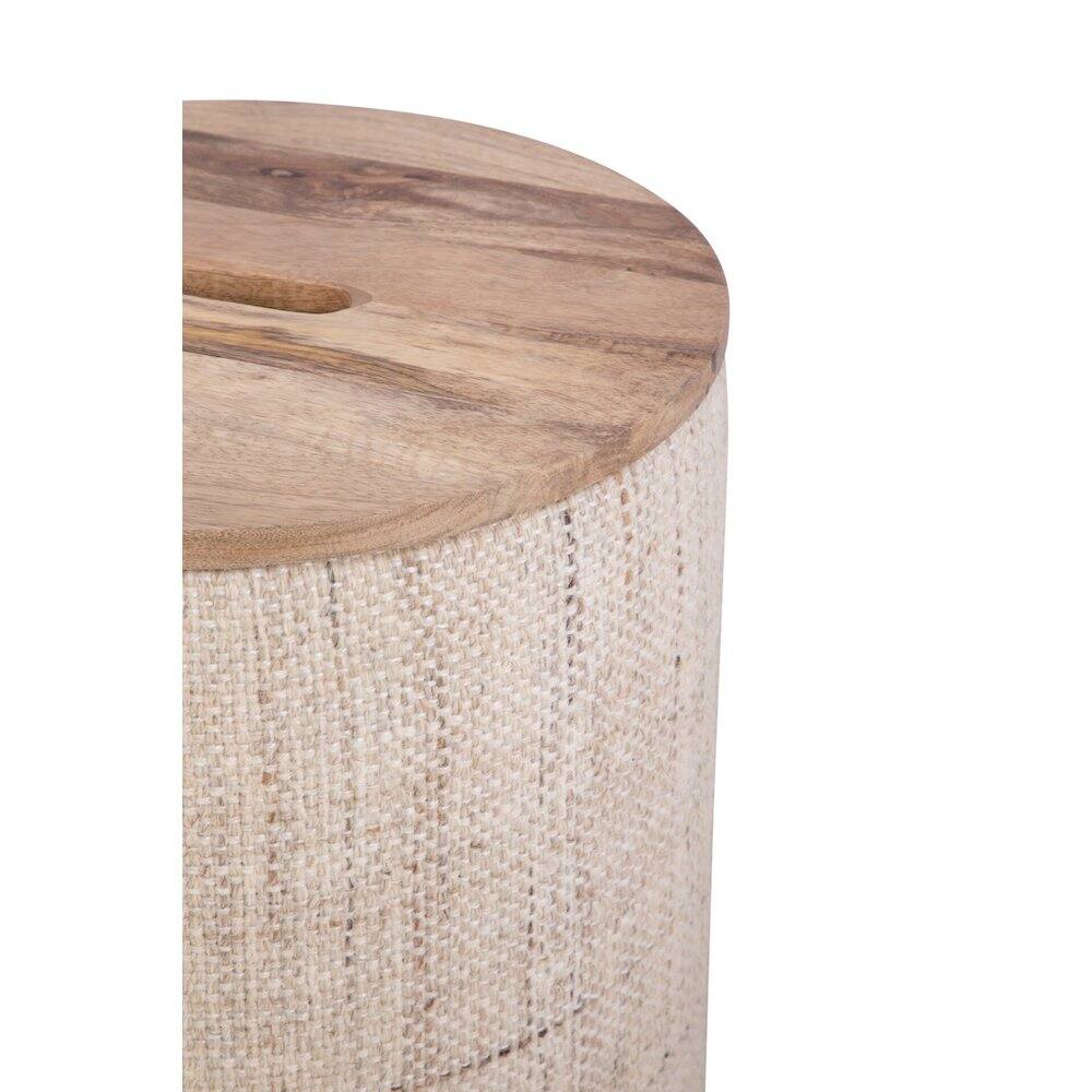 Alt View 1. Carolina Chair & Table - Handwoven Nereus Wood Top Storage Ottoman - Beige.