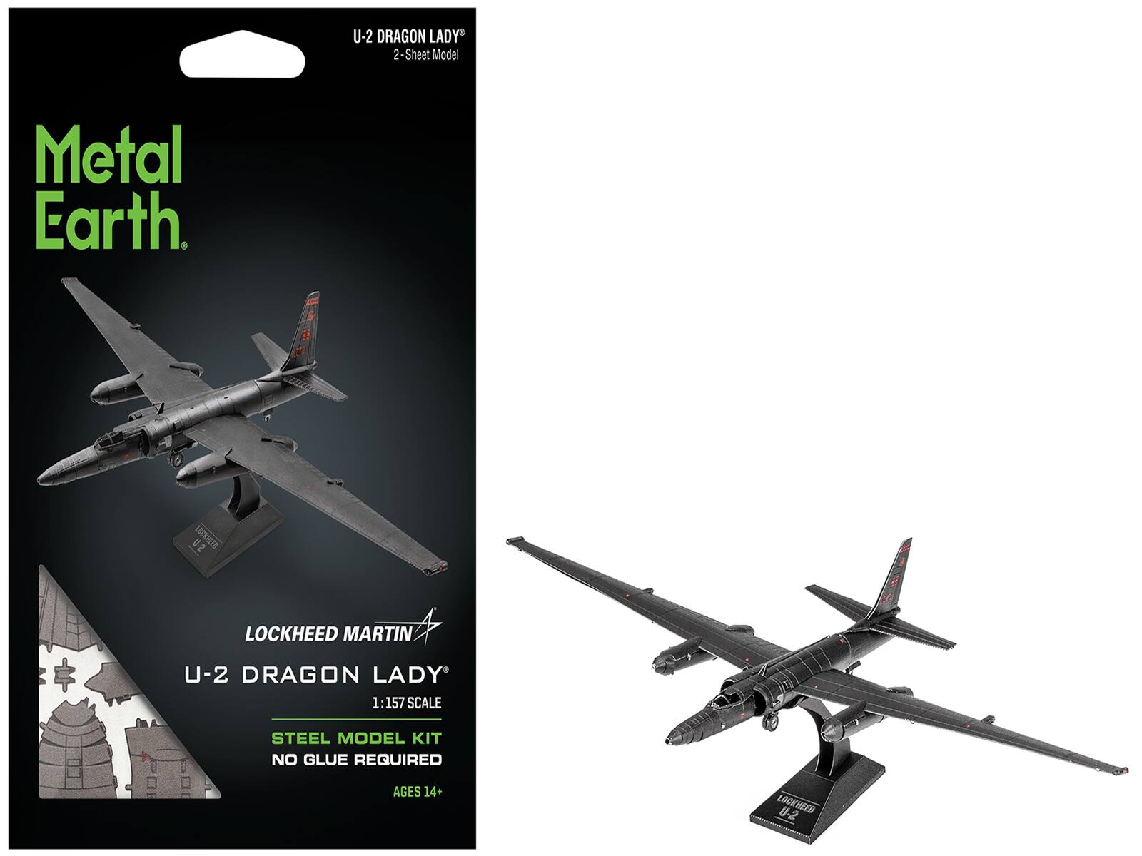 U-2 DRAGON LADY 2-Sheet Model

Metal Earth

LOCKHEED MARTIN U-2 DRAGON LADY 1:157 SCALE STEEL MODEL KIT NO GLUE REQUIRED AGES 14+