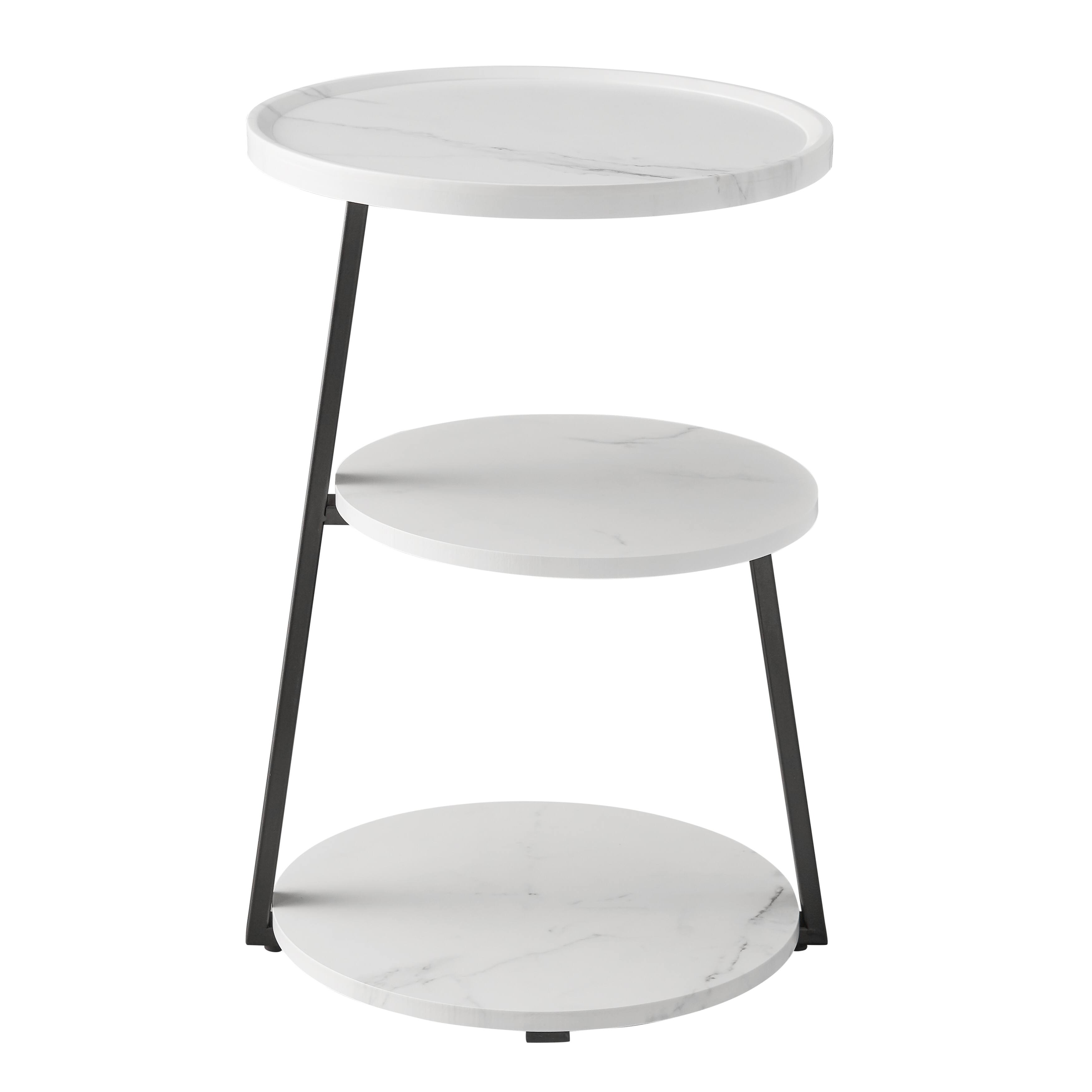Danya B - Skylar Round 3-Tier Side Accent Table - White Marble/Black
