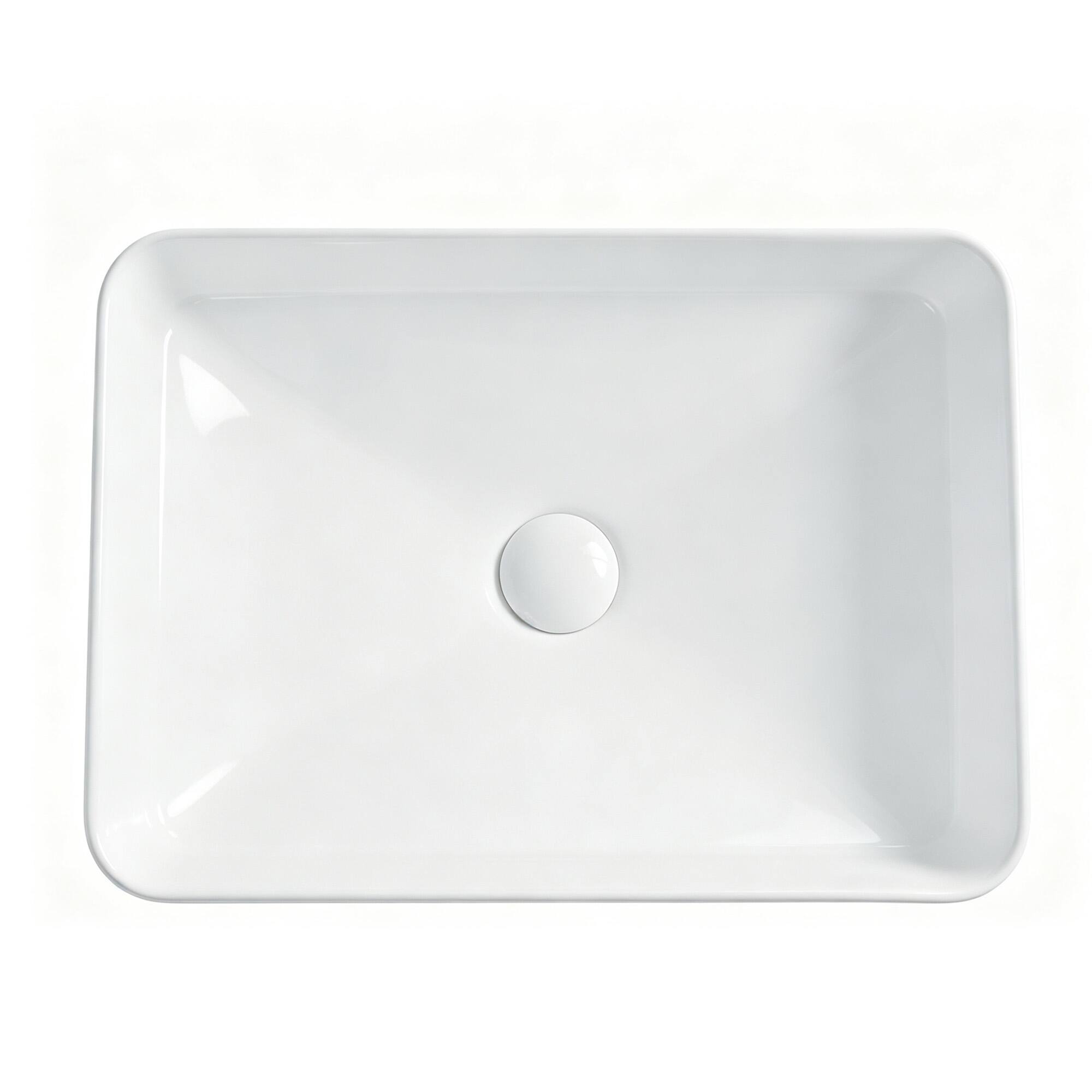 Alt View 6. Boyel Living - White Rectangular Ceramic Vessel Sink Sleek Glazed Art Bathroom Sink Bowl Countertop Vanity Basin - White.