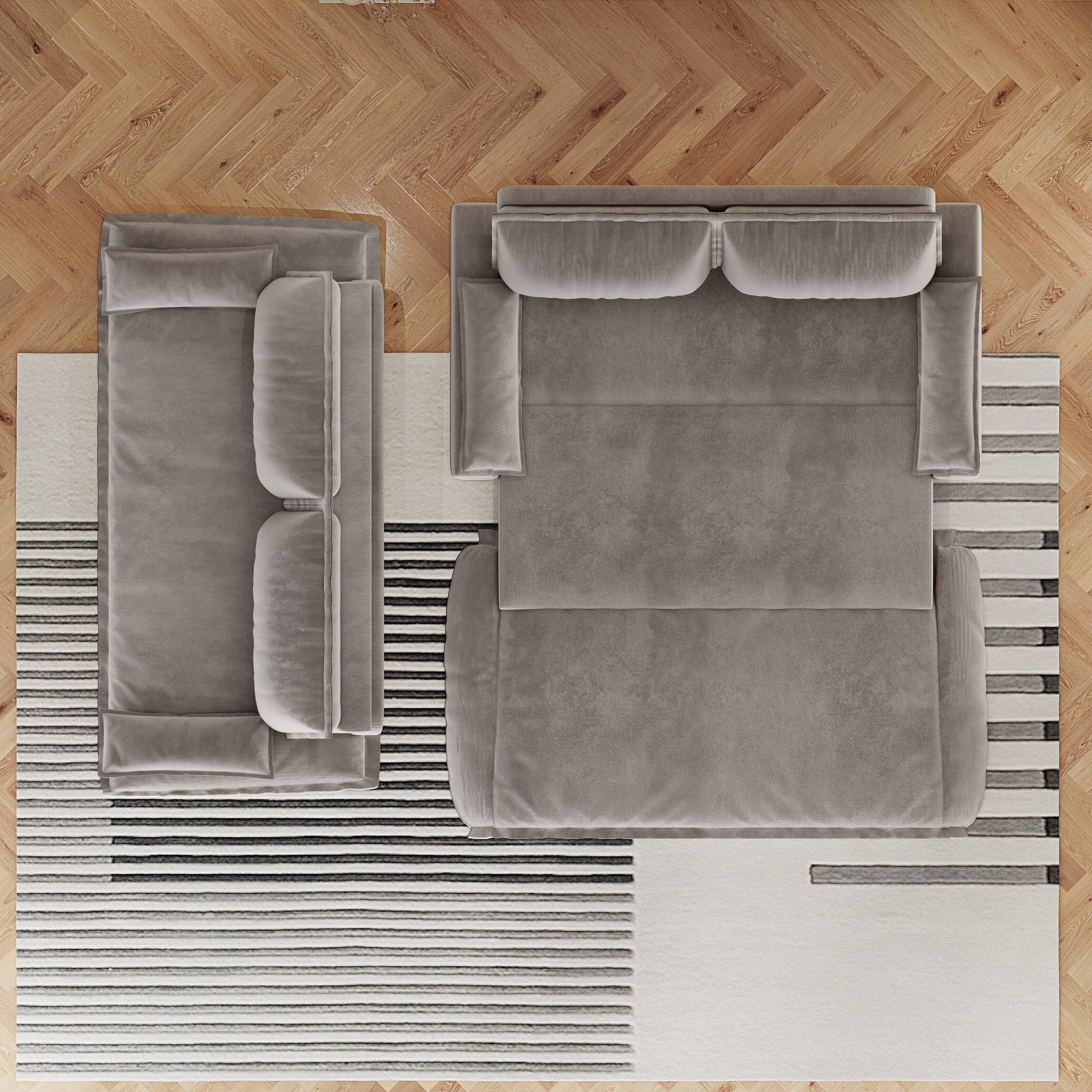 Alt View 1. Anysun - 73.2" 3-in-1 Velvet Convertible Sleeper Sofa Bed - Queen Pull-Out Loveseat - Gray.