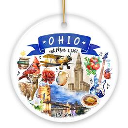OrnamentallyYou - Artistic Ohio State Themes and Landmarks Christmas Ornament Version 2 - Multi-colored