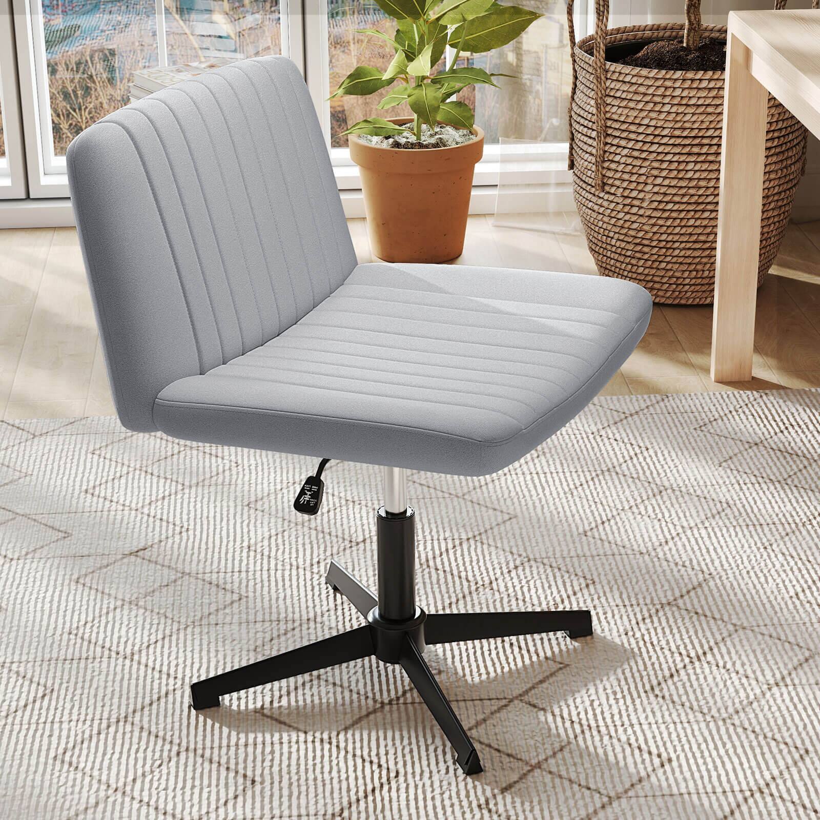 Alt View 4. Costway - Costway Criss Cross Chair No Wheels with Soft-Padded Wide Seat Adjustable Height Modern - Gray.