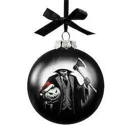 OrnamentallyYou - Headless Horseman Spooky Portrait Glass Christmas Ornament Black Horror Halloween Tree Decoration - Multi-colored